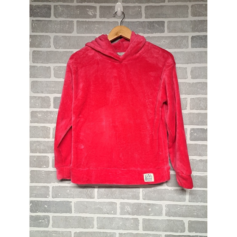Lucky Brand Pink Girls Plush Teddy Pullover Hoodie Size L (14-16)